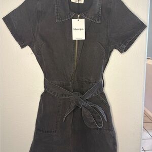 Showpo Nandini NWT Charcoal Zip-Up denim Dress